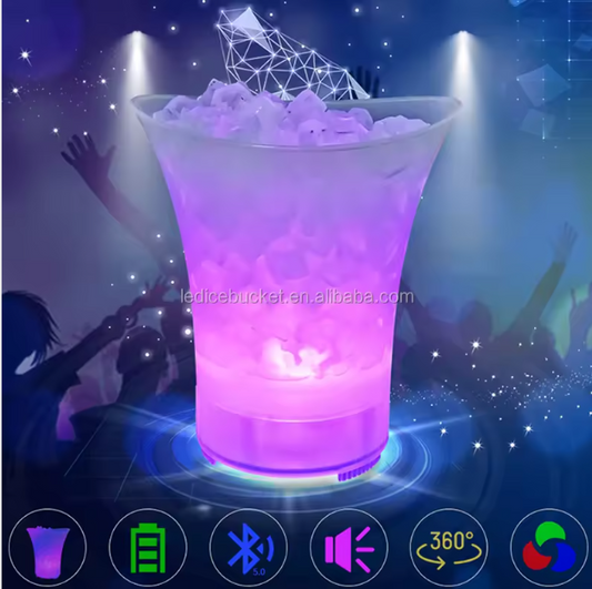 Seau à glace LED 7L avec enceinte Bluetooth – Ambiance festive garantie