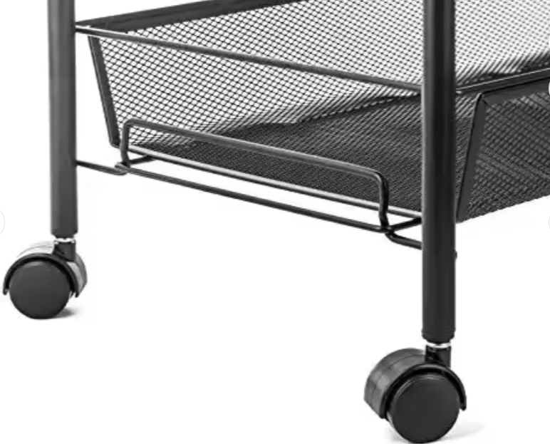 Chariot de Rangement Métallique 4 Niveaux – Panier à Roulettes pour Cuisine et Salon