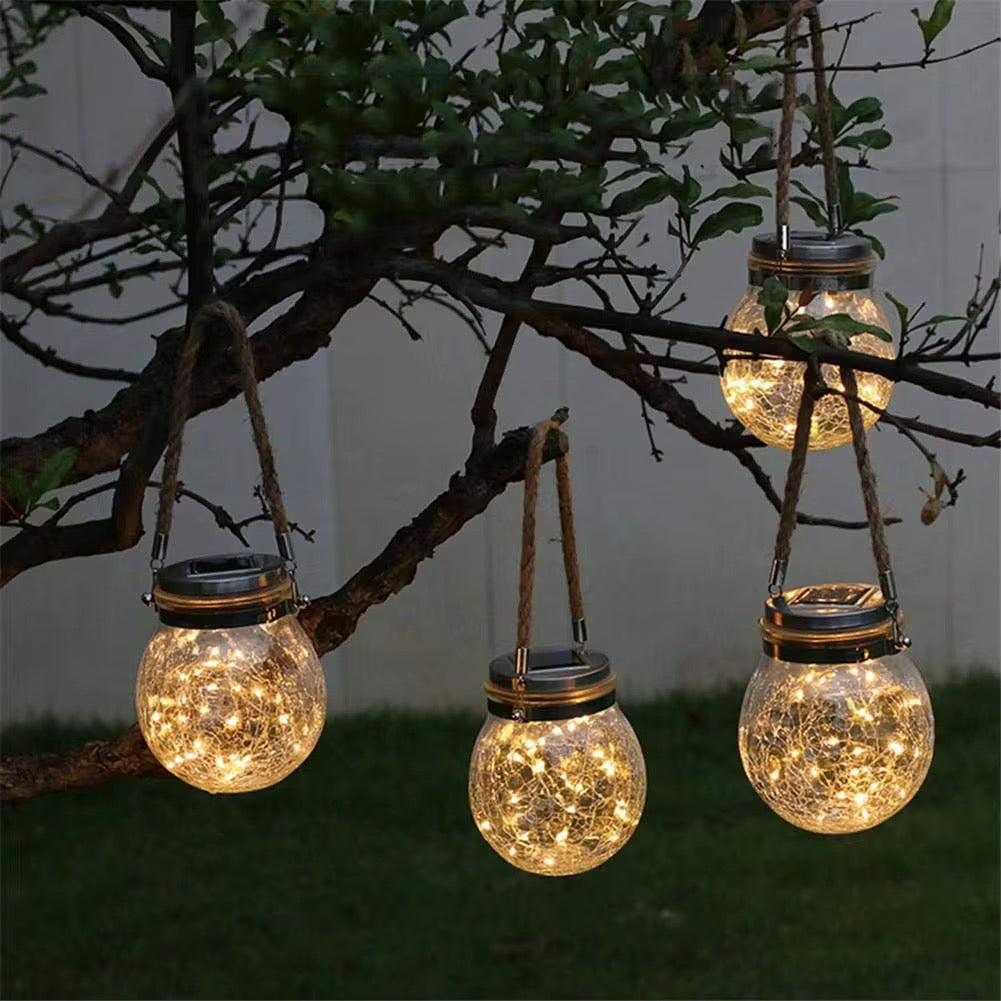 Lampe Solaire Bocal en Verre LED 30 Lumières