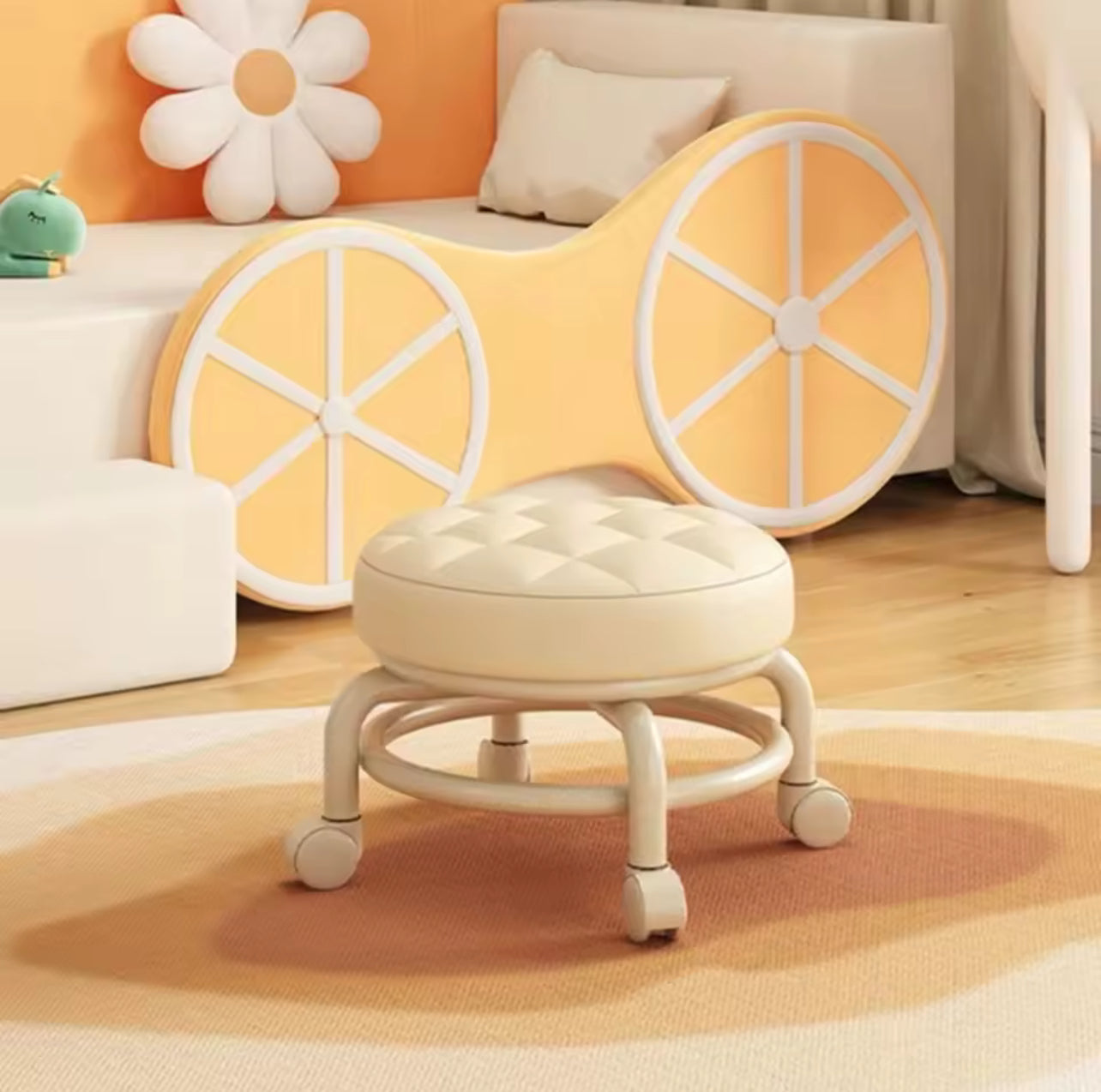 Petit tabouret à roulettes universel, poulie domestique, dossier bas, solide et durable, portable, extérieur, mobile, petit banc