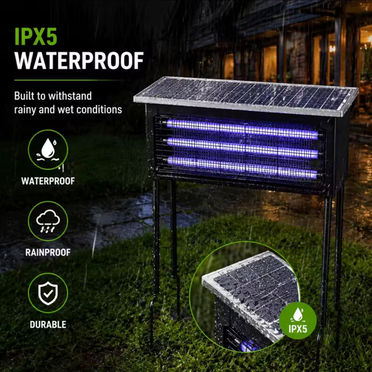 🦟 Lampe Anti-Moustiques Solaire 40W – Tueur d’Insectes Extérieur