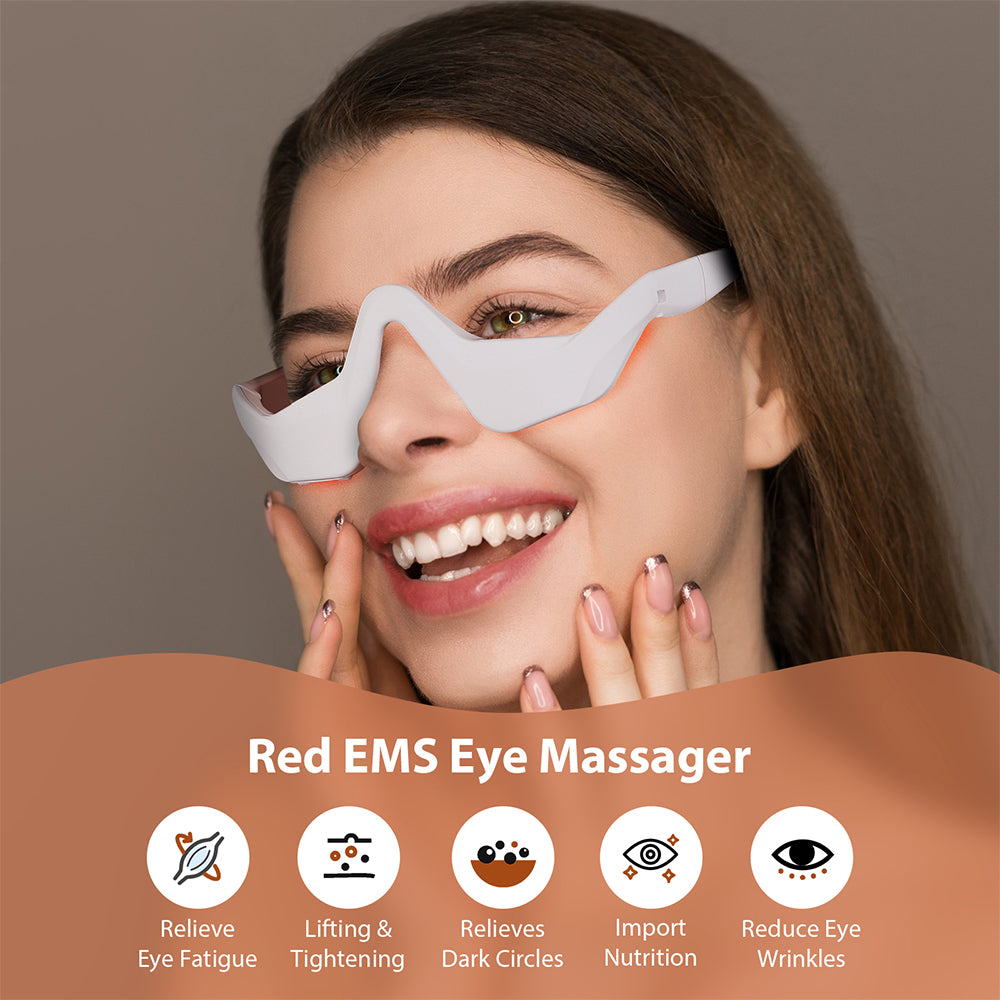 Lunettes de Thérapie EMS à Lumière Rouge pour les Yeux – Massage Anti-Cernes, Anti-Poches & Anti-Fatigue Oculaire
