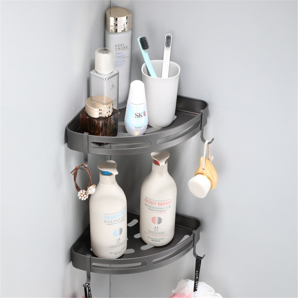 Bathora 2 Étagère d'Angle de Salle de Bain en Alliage de Zinc – 1 ou 2 Niveaux – Gris Anthracite