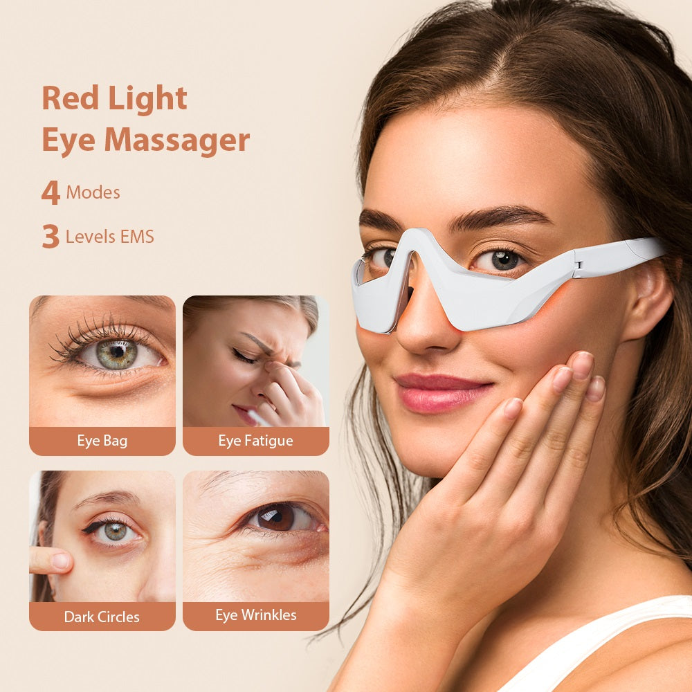 Lunettes de Thérapie EMS à Lumière Rouge pour les Yeux – Massage Anti-Cernes, Anti-Poches & Anti-Fatigue Oculaire