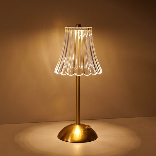 Lampe de Bureau LED Tactile Moderne en Métal et Cristal – 3 Couleurs Réglables, Rechargeable USB, Sans Fil