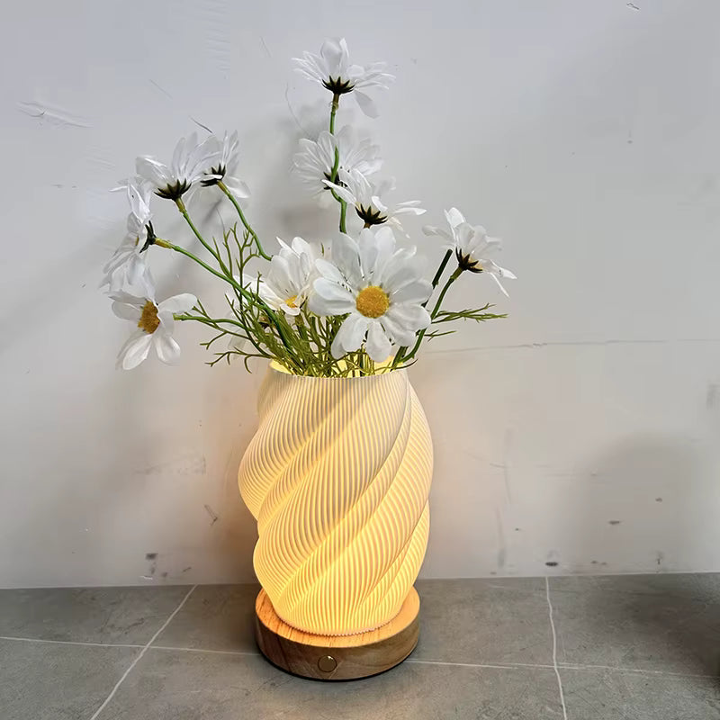 🌹 Lampe de Table La Rossa – LED 3D Rechargeable RGB Tactile avec Vase Intégr