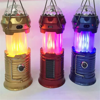 Lanterne de camping Rechargeable portable pliable led lampes de poche de camping 3-en-1 LED fête Disco