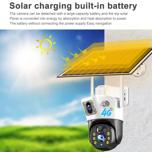 caméra solaire double lentille 4G extérieure V380 Pro 5MP
