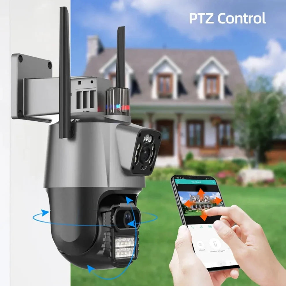 Caméra de sécurité intelligente WiFi étanche à double objectif iCSee 6 MP