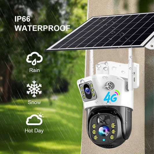 caméra solaire double lentille 4G extérieure V380 Pro 5MP