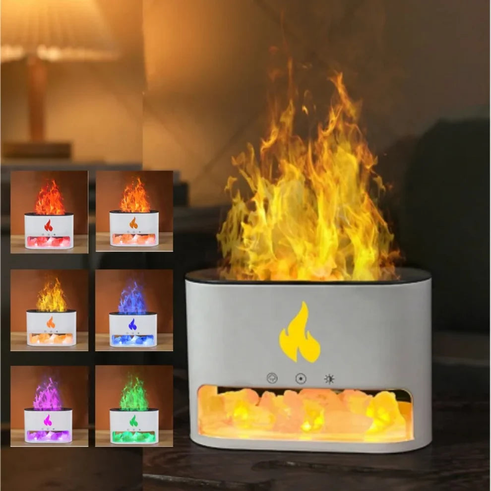 Diffuseur d'arôme à flamme colorée en pierre de sel Humidificateur