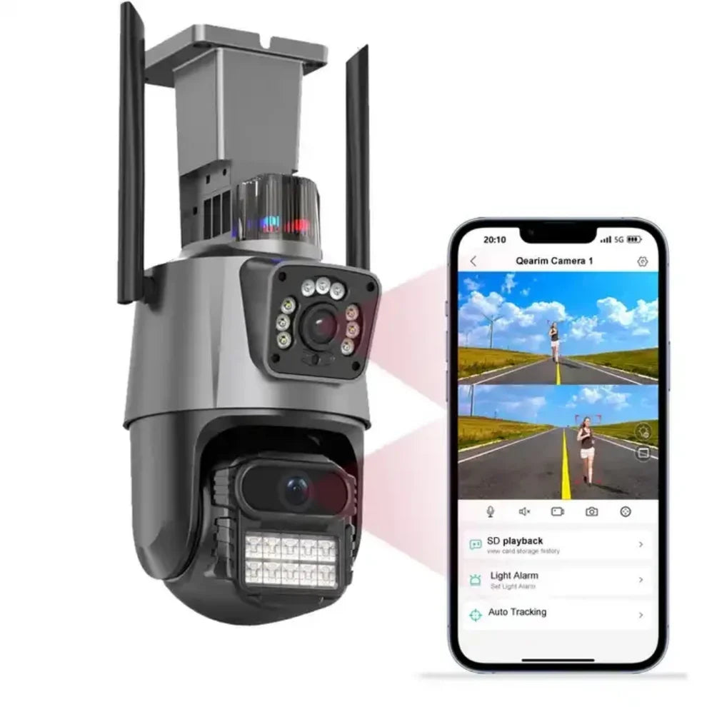 Caméra de sécurité intelligente WiFi étanche à double objectif iCSee 6 MP