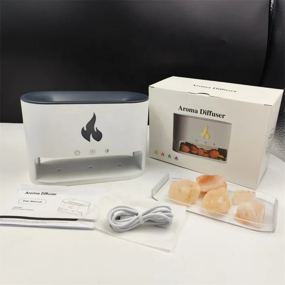 Diffuseur d'arôme à flamme colorée en pierre de sel Humidificateur