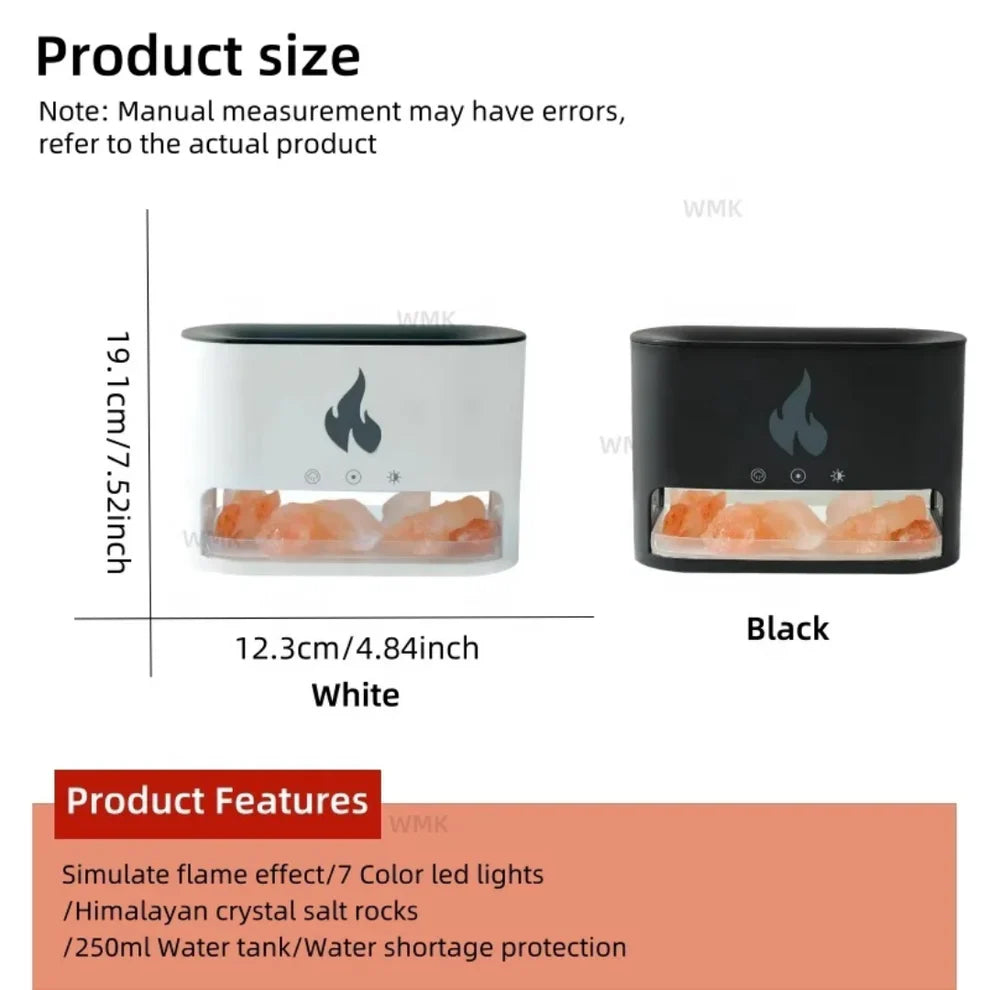 Diffuseur d'arôme à flamme colorée en pierre de sel Humidificateur