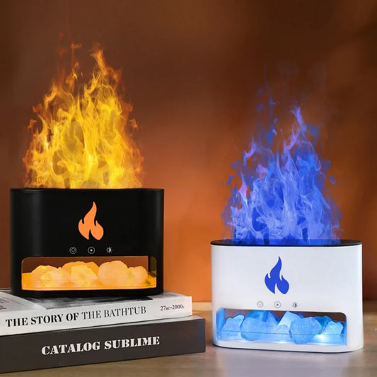 Diffuseur d'arôme à flamme colorée en pierre de sel Humidificateur